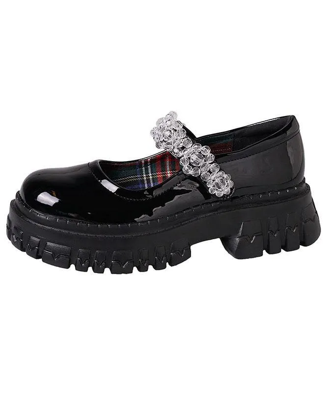 Black Flat Shoes Buckle Strap Platform Flat Shoes