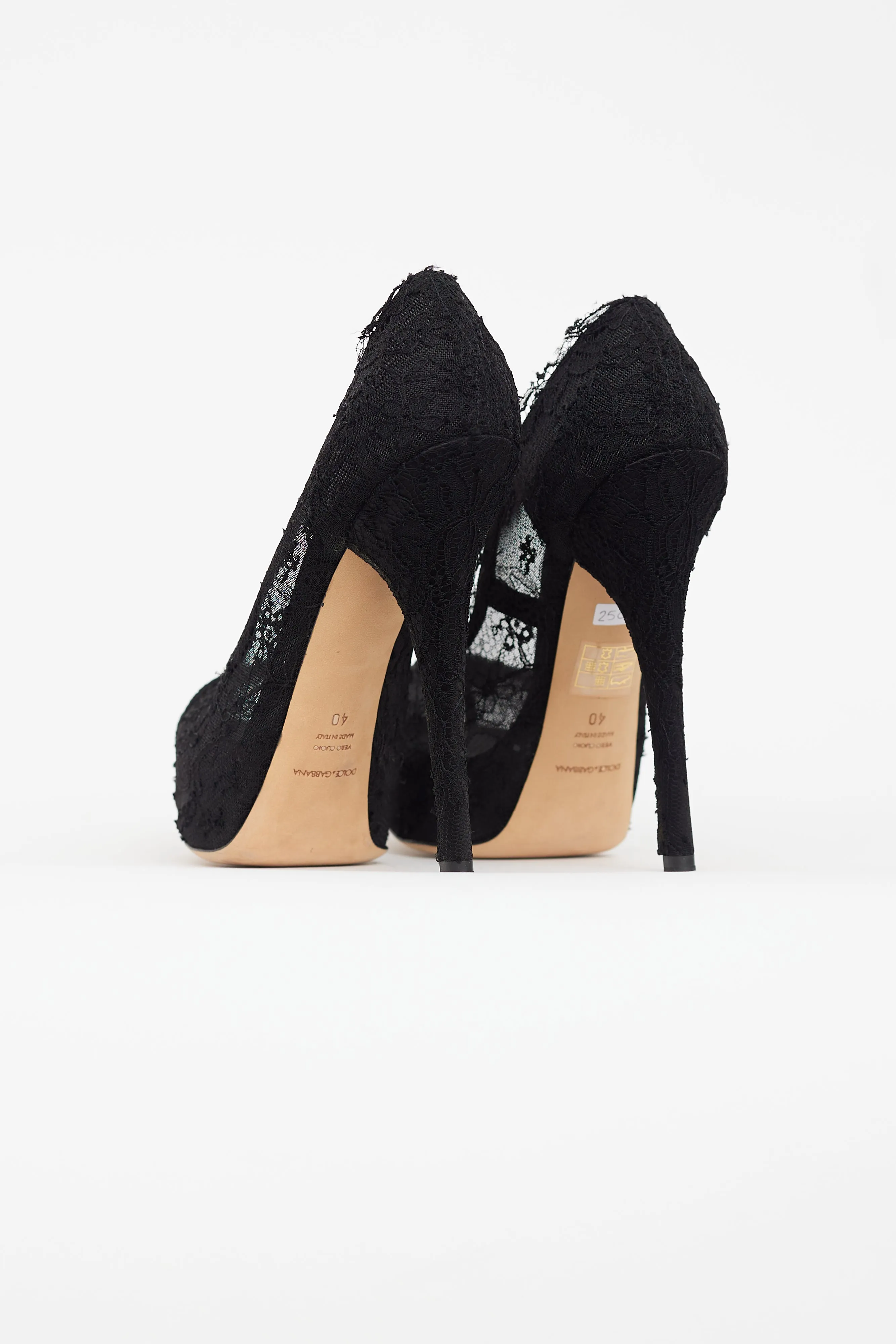 Black Floral Lace Platform Heel