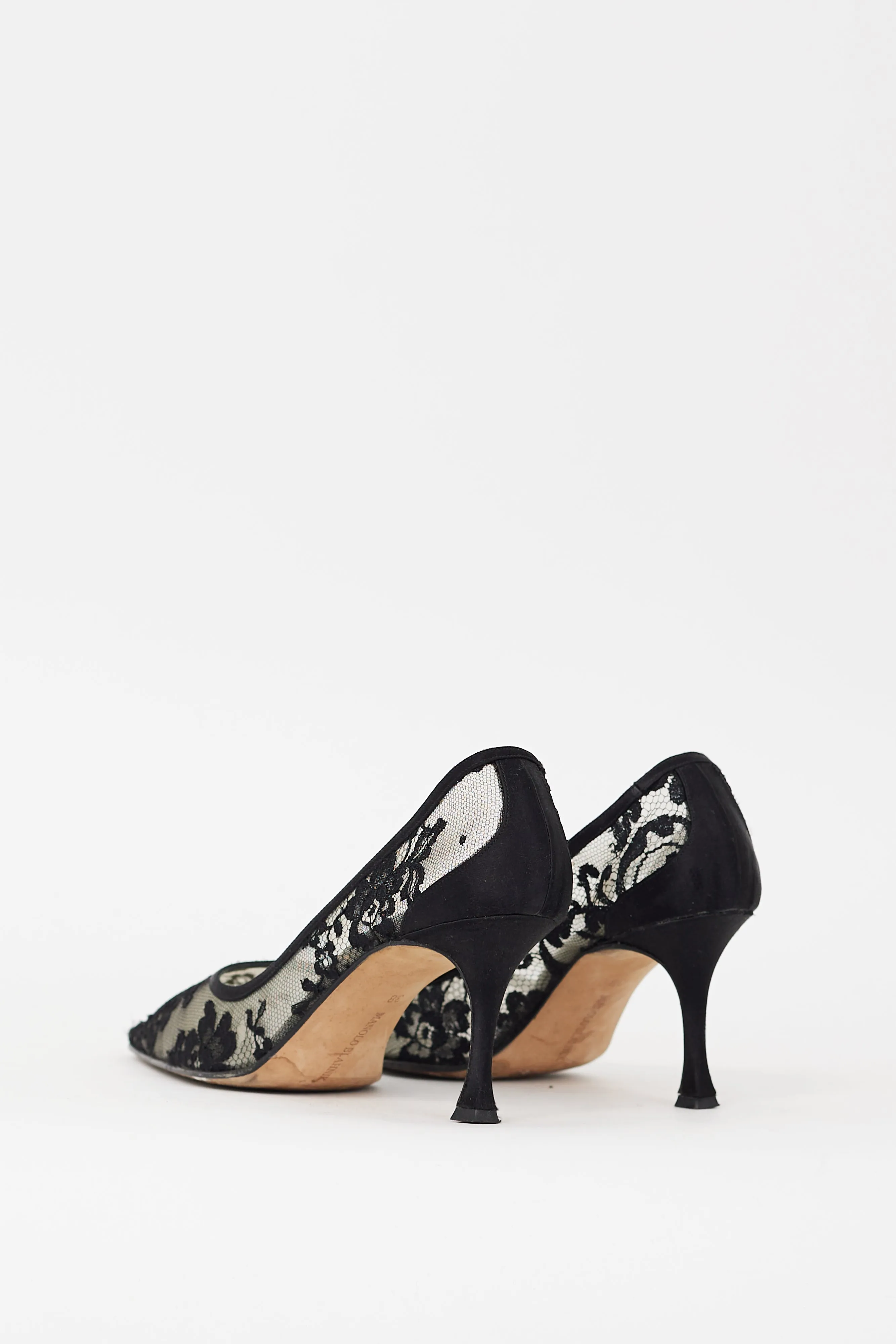 Black Floral Lace Pointed Toe Heel