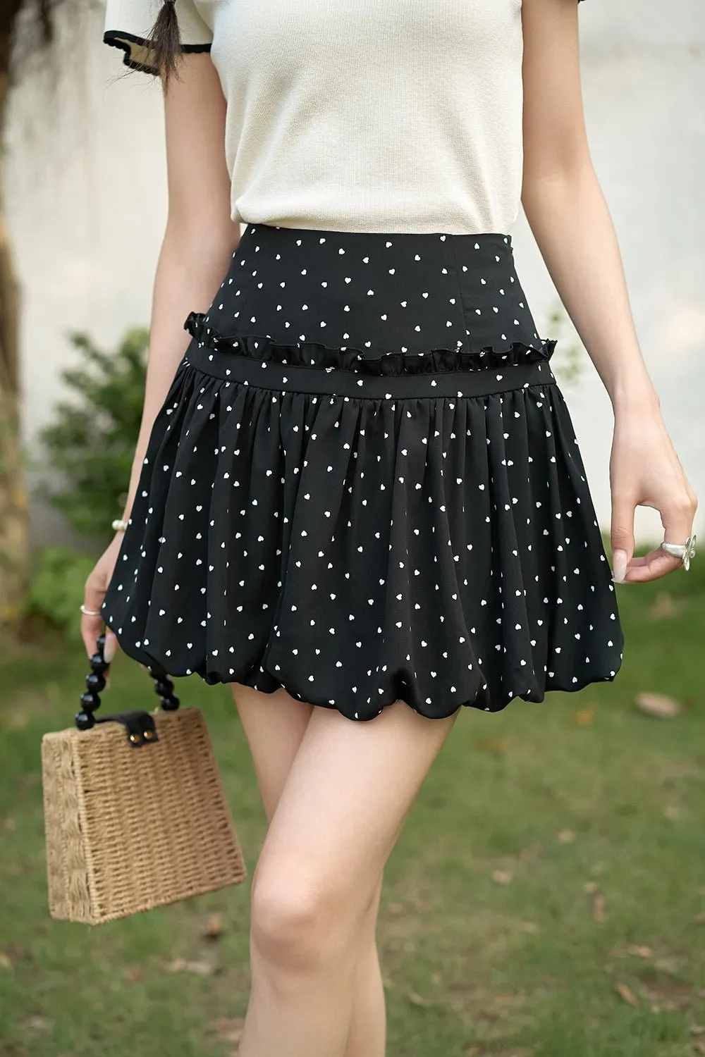 Black Floral Mini Skirt for Women