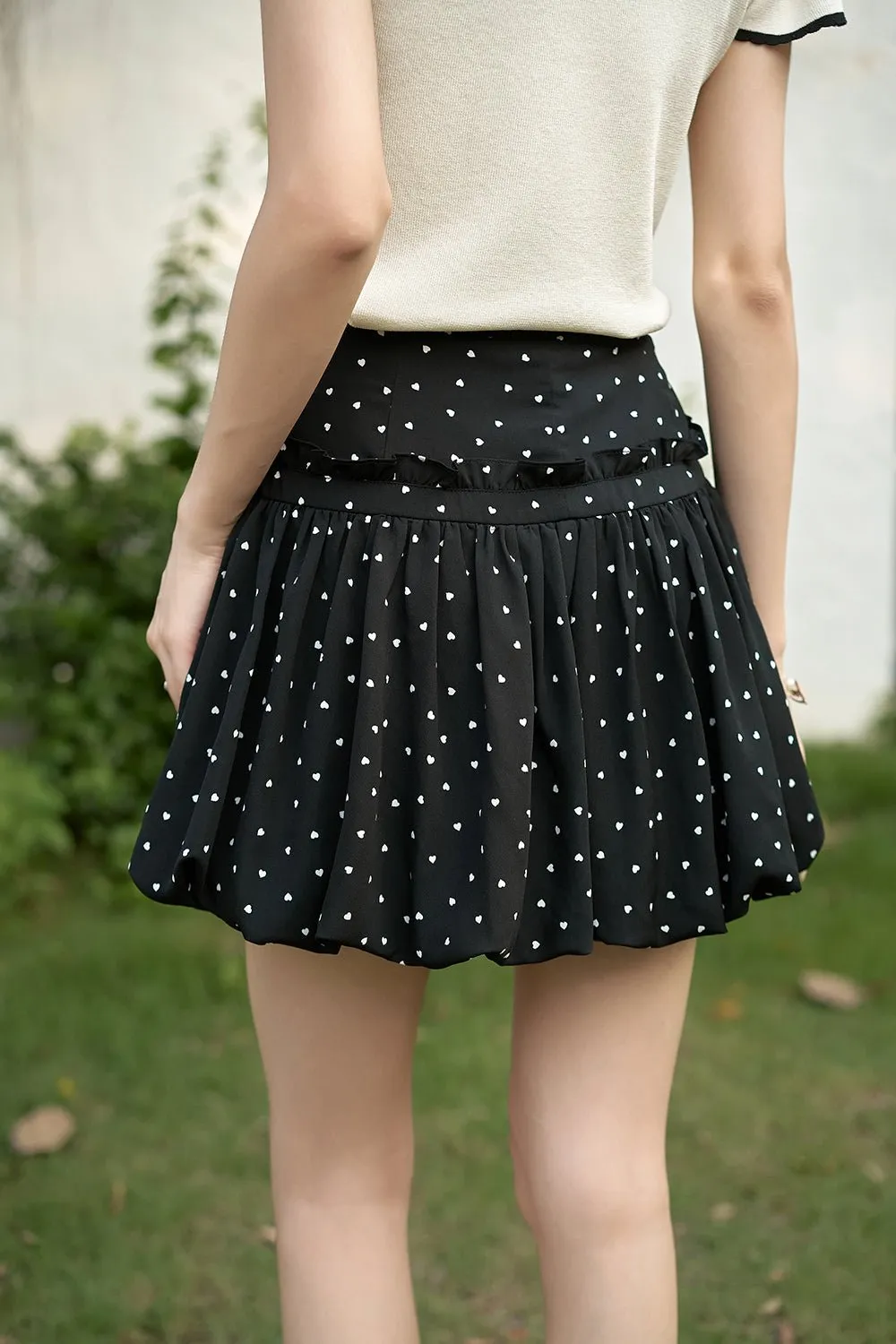 Black Floral Mini Skirt for Women