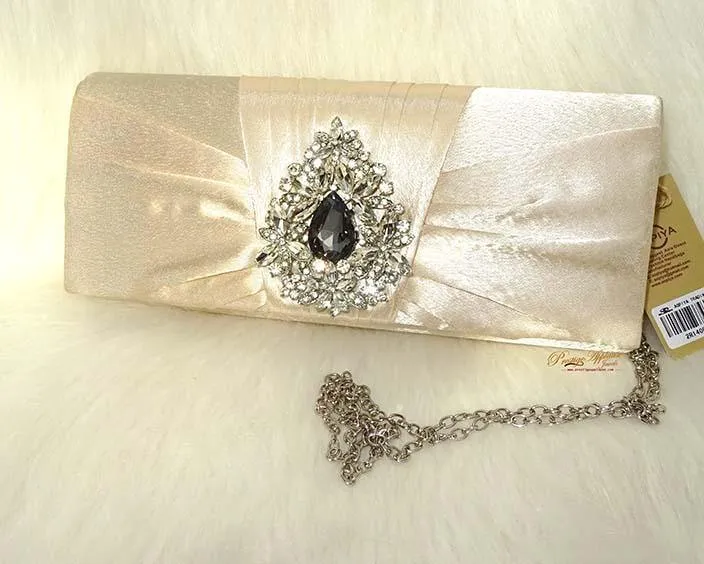 Black Gold Off white Simply Party Evening Clutch Purse