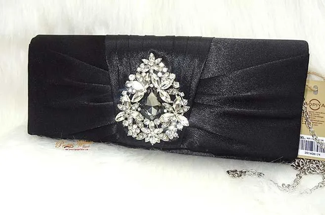 Black Gold Off white Simply Party Evening Clutch Purse