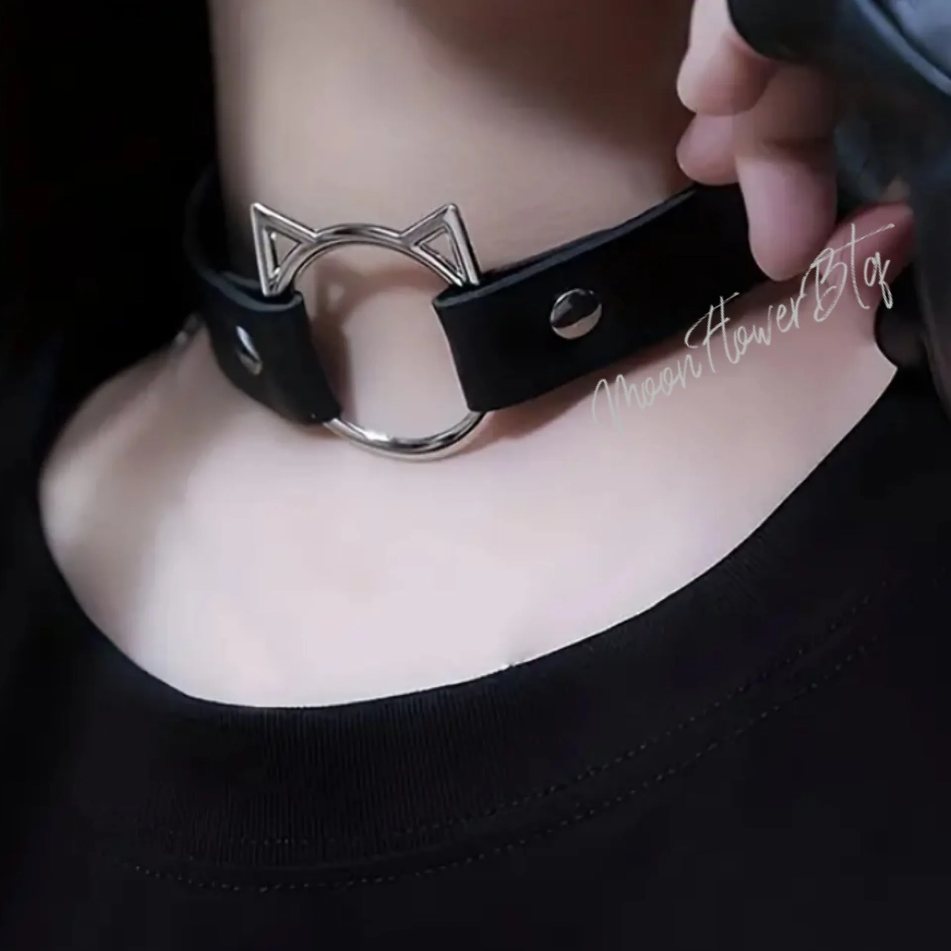 Black Kitty Cat Choker Necklace