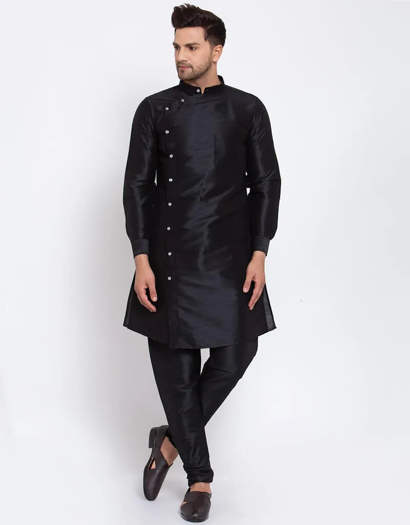 Black Kurta Dhupion Silk Chudidaar