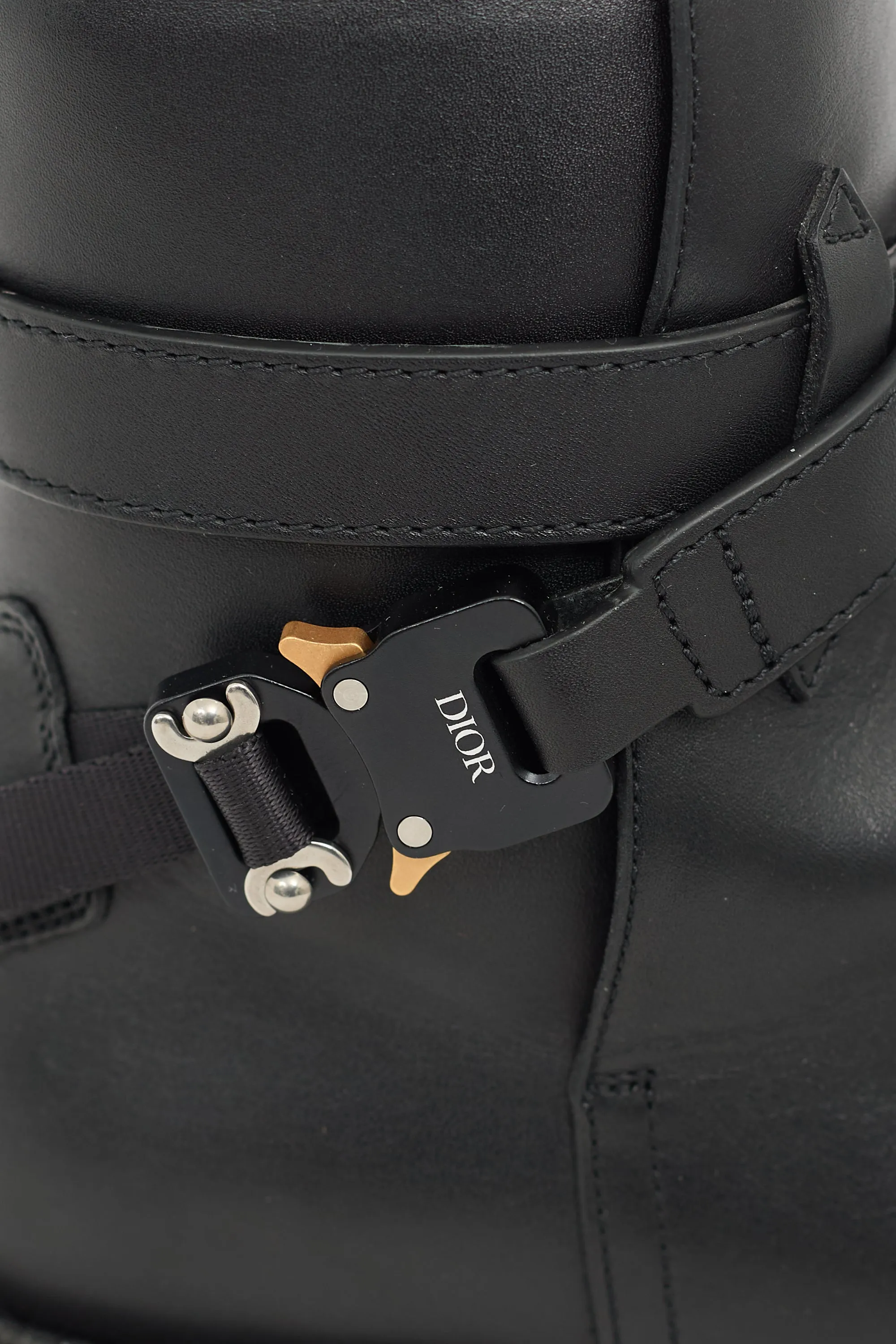 Black Leather Evidence Buckle Boot