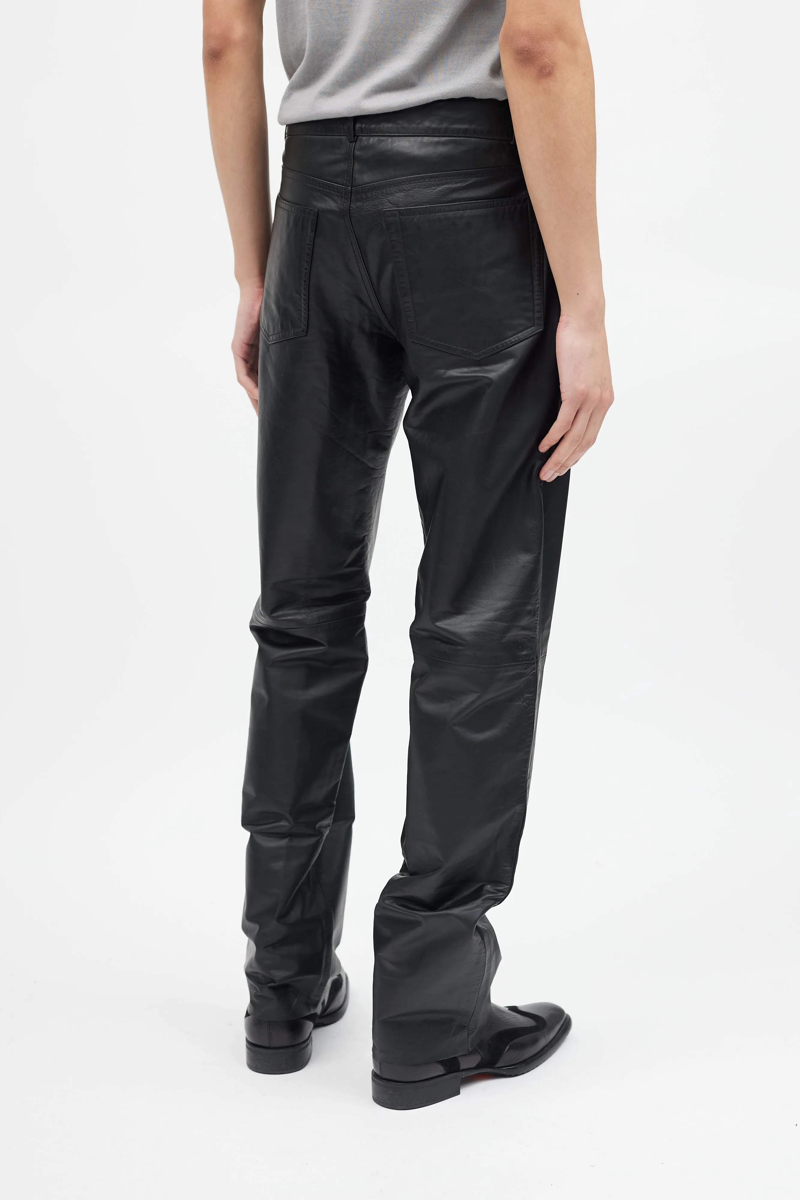 Black Leather Five Pocket Pants