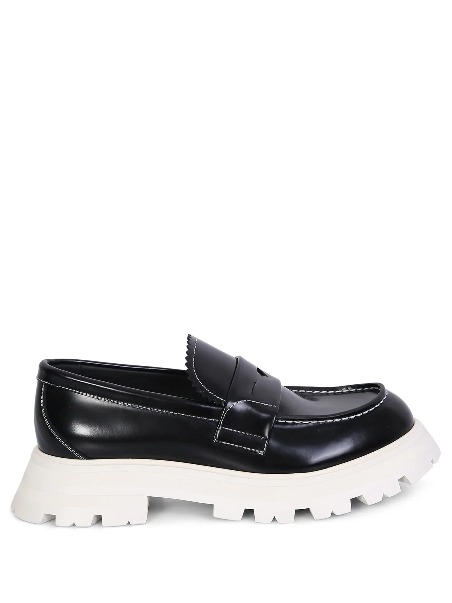 Black leather loafer