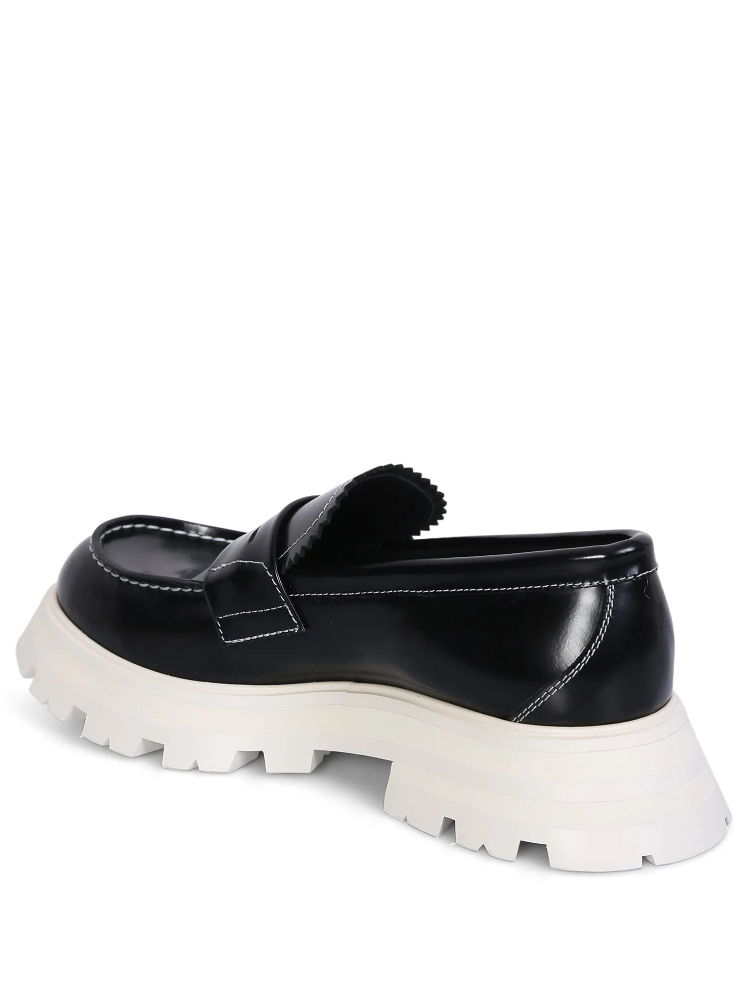 Black leather loafer