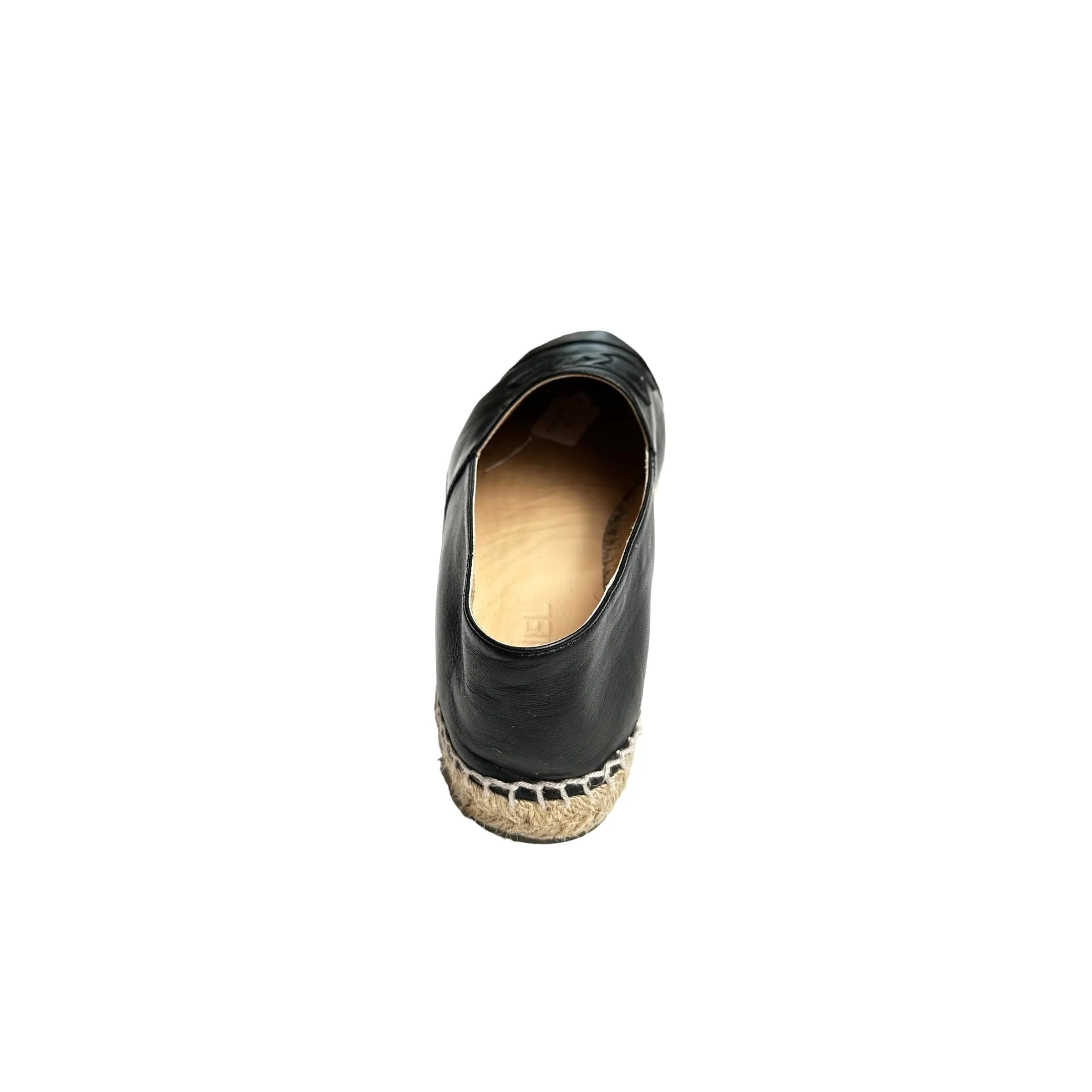 Black Leather Logo Espadrilles - 10