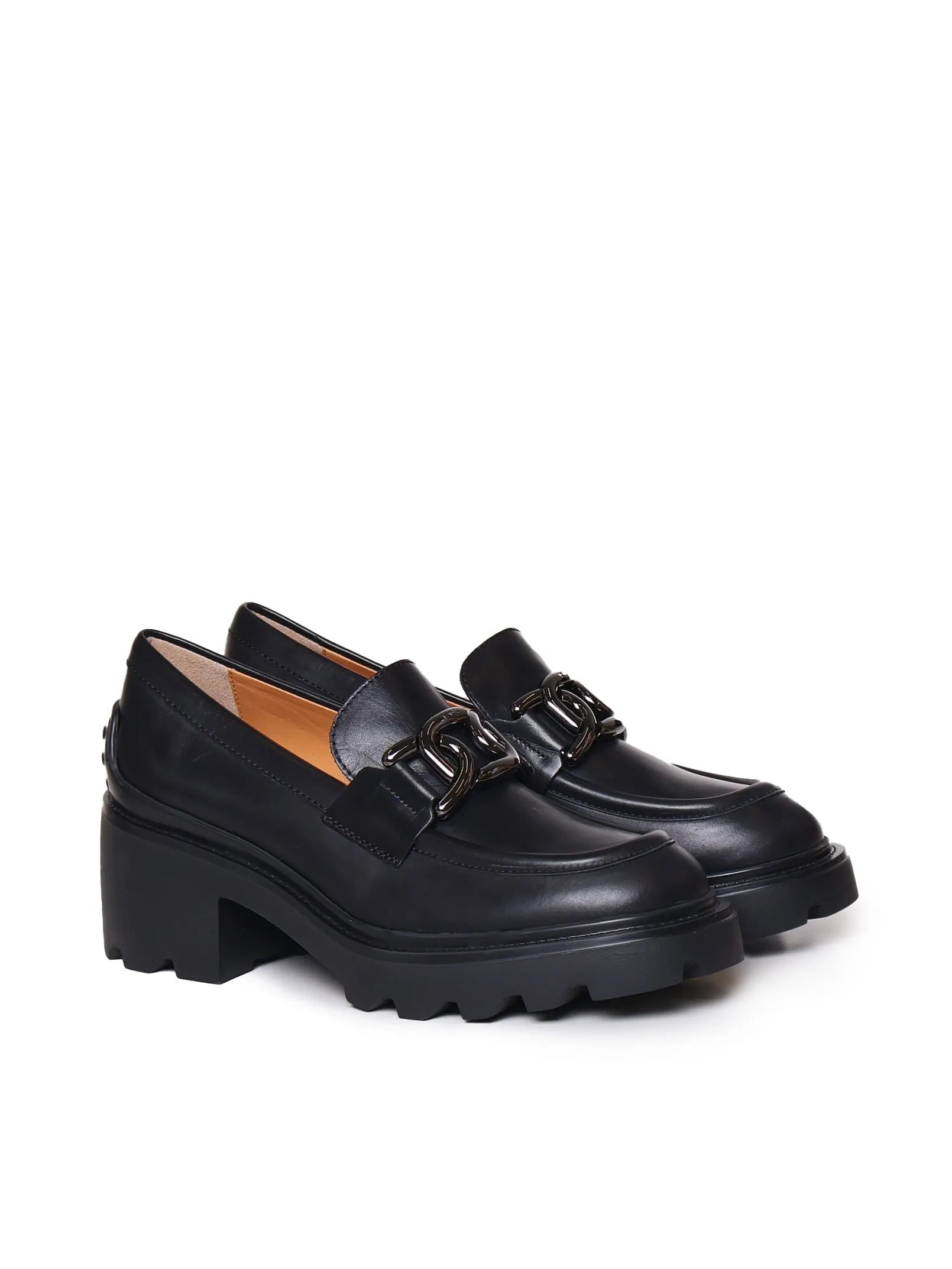 Black Leather Moccasin Flat Shoes