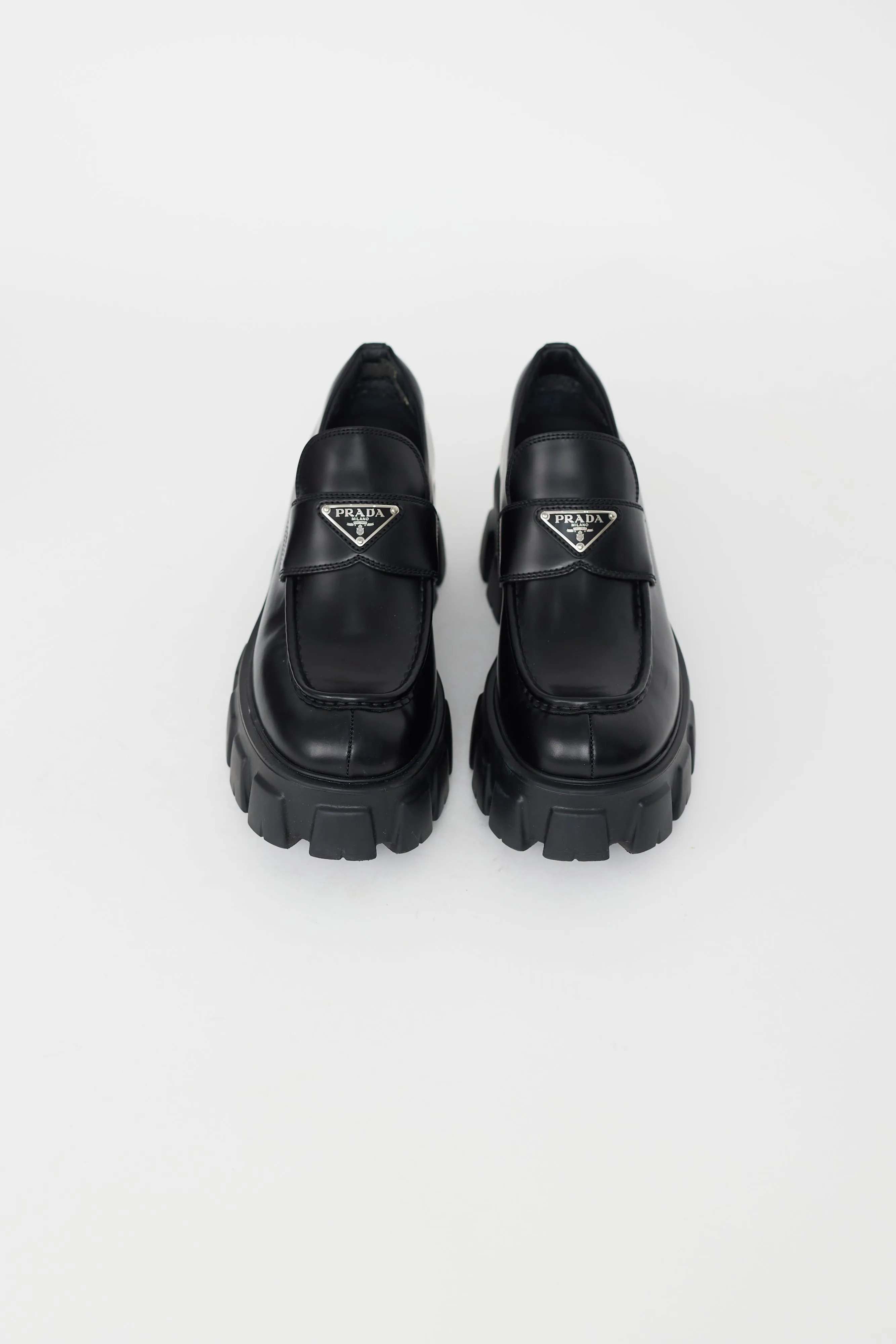 Black Leather Monolith Platform Loafer