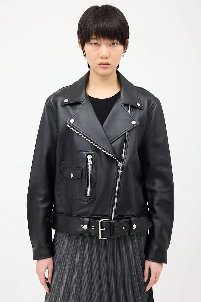 Black Leather New Merlyn Biker Jacket