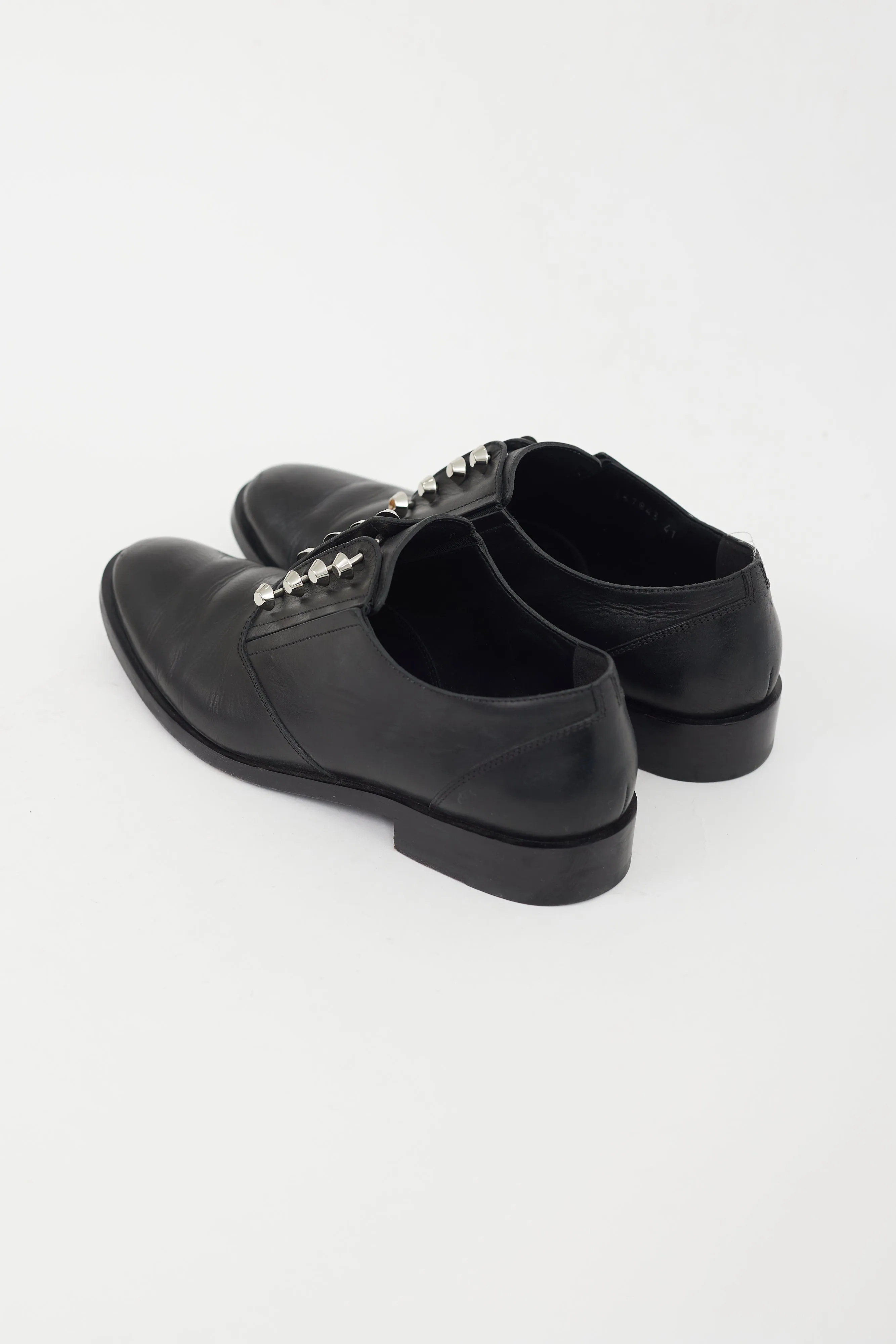 Black Leather Silver Hardware Oxford