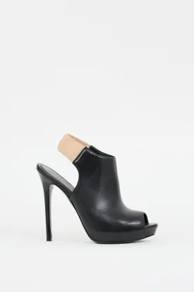 Black Leather Slingback Glove Platform Heel