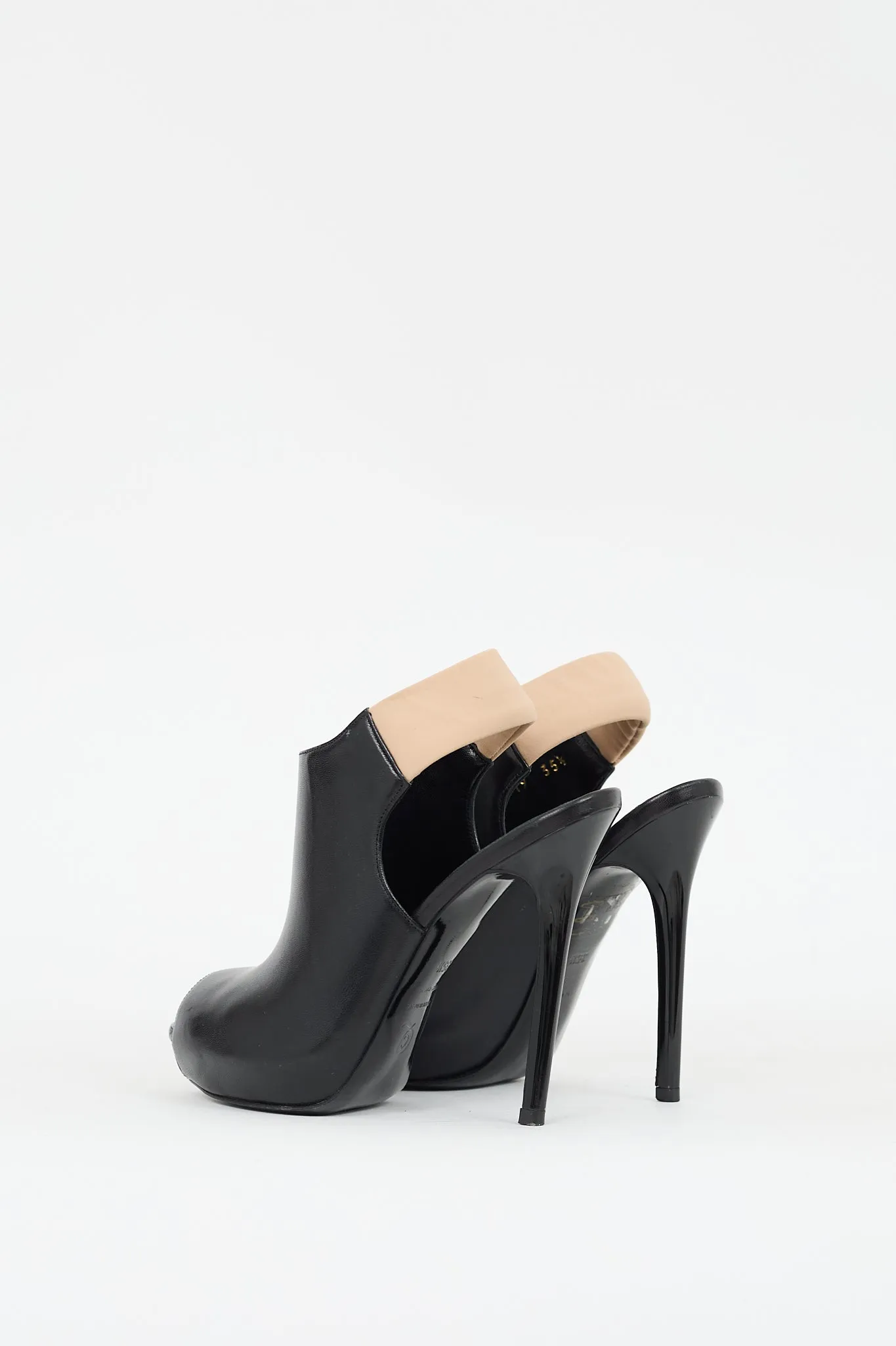 Black Leather Slingback Glove Platform Heel