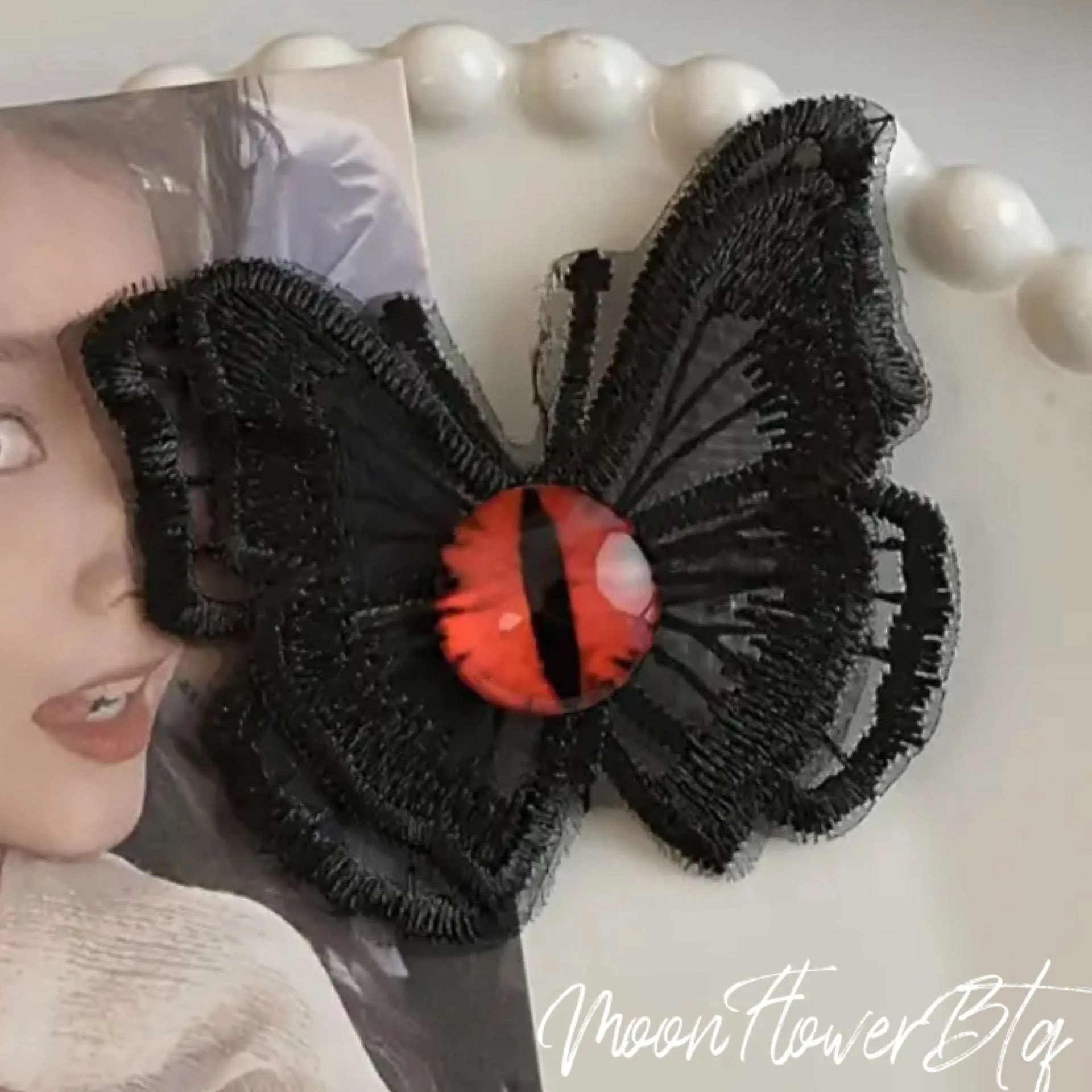 Black Lolita Goth Butterfly Eyeball Hair Clips