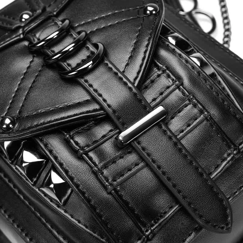 Black Motorcycle Punk Rivet Steampunk Waist Leg Bag