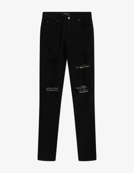 Black Music Note Patch Skinny Jeans