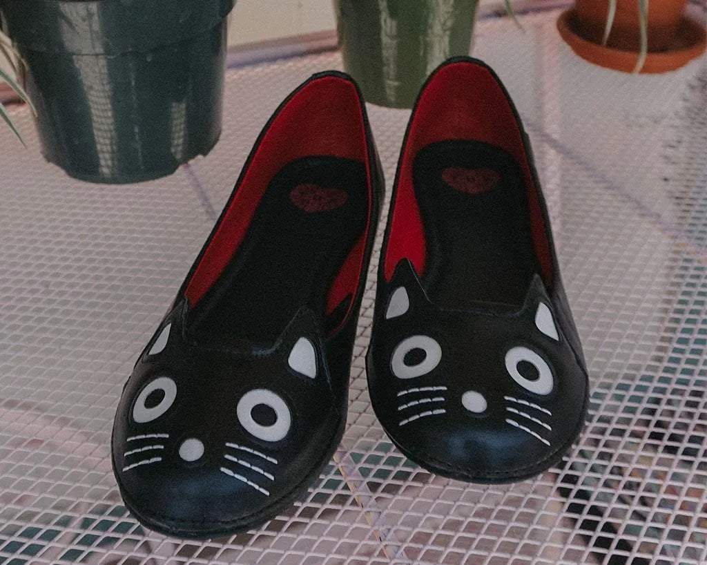 Black Nappa PU Kitty Flat