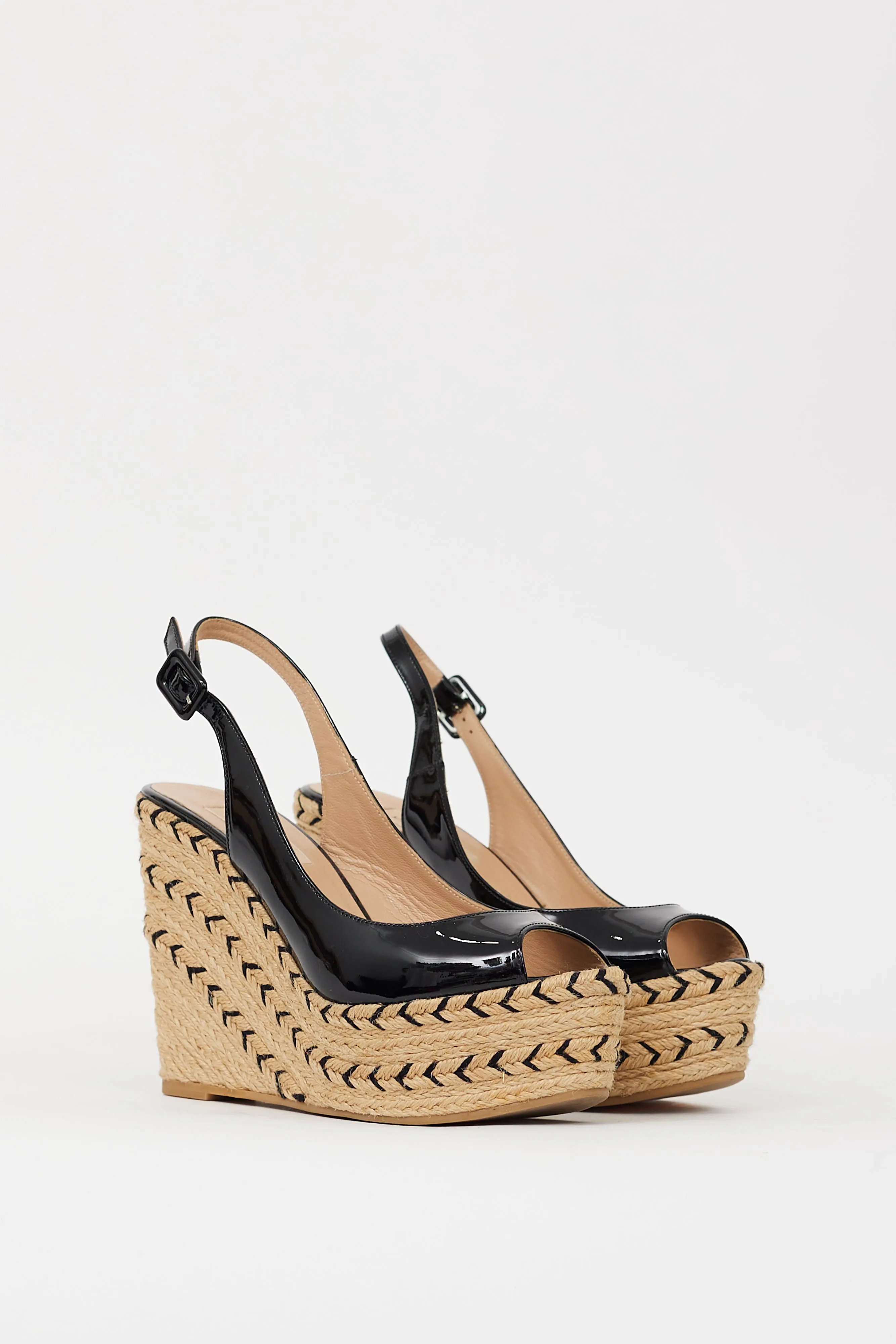 Black Patent & Espadrille St. Tropez Wedge