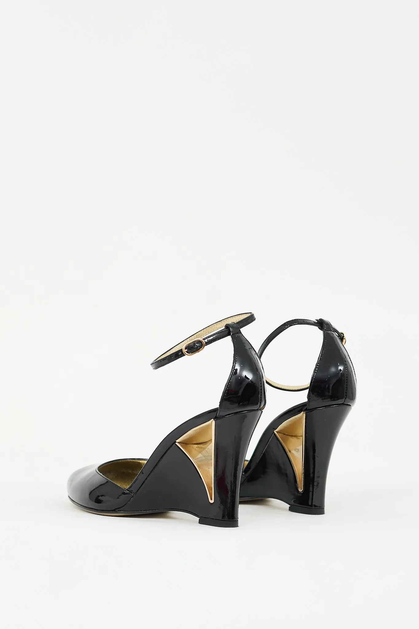 Black Patent Leather D'Orsay Wedge Heel