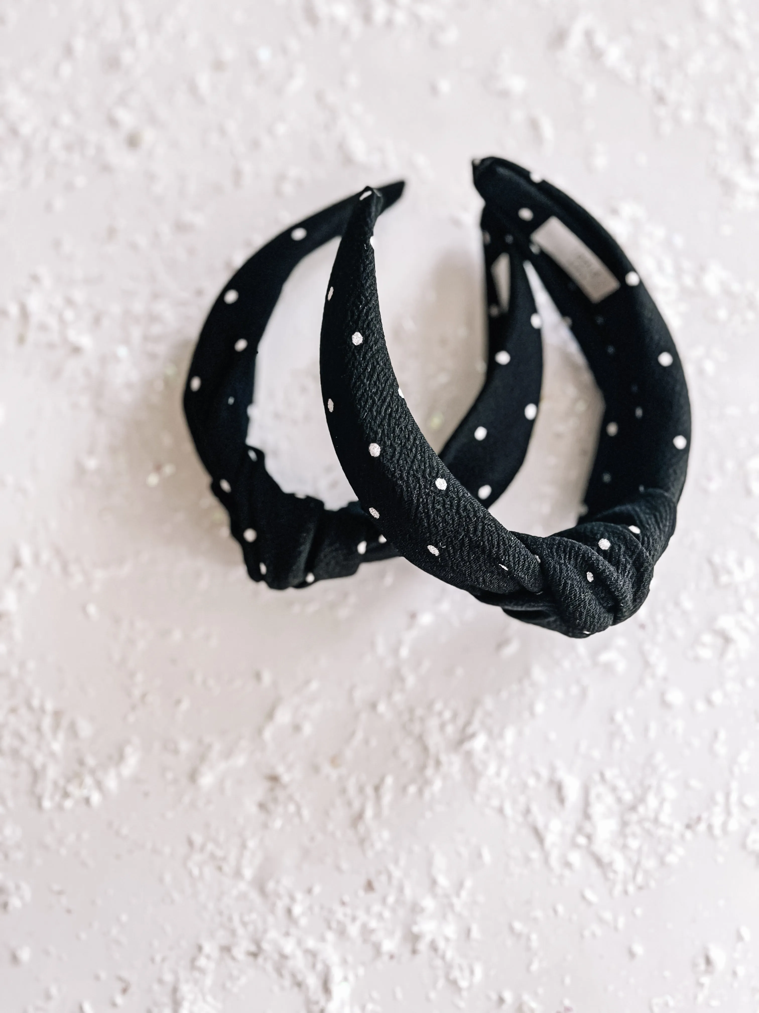 Black Polka Dot Knotted Headband