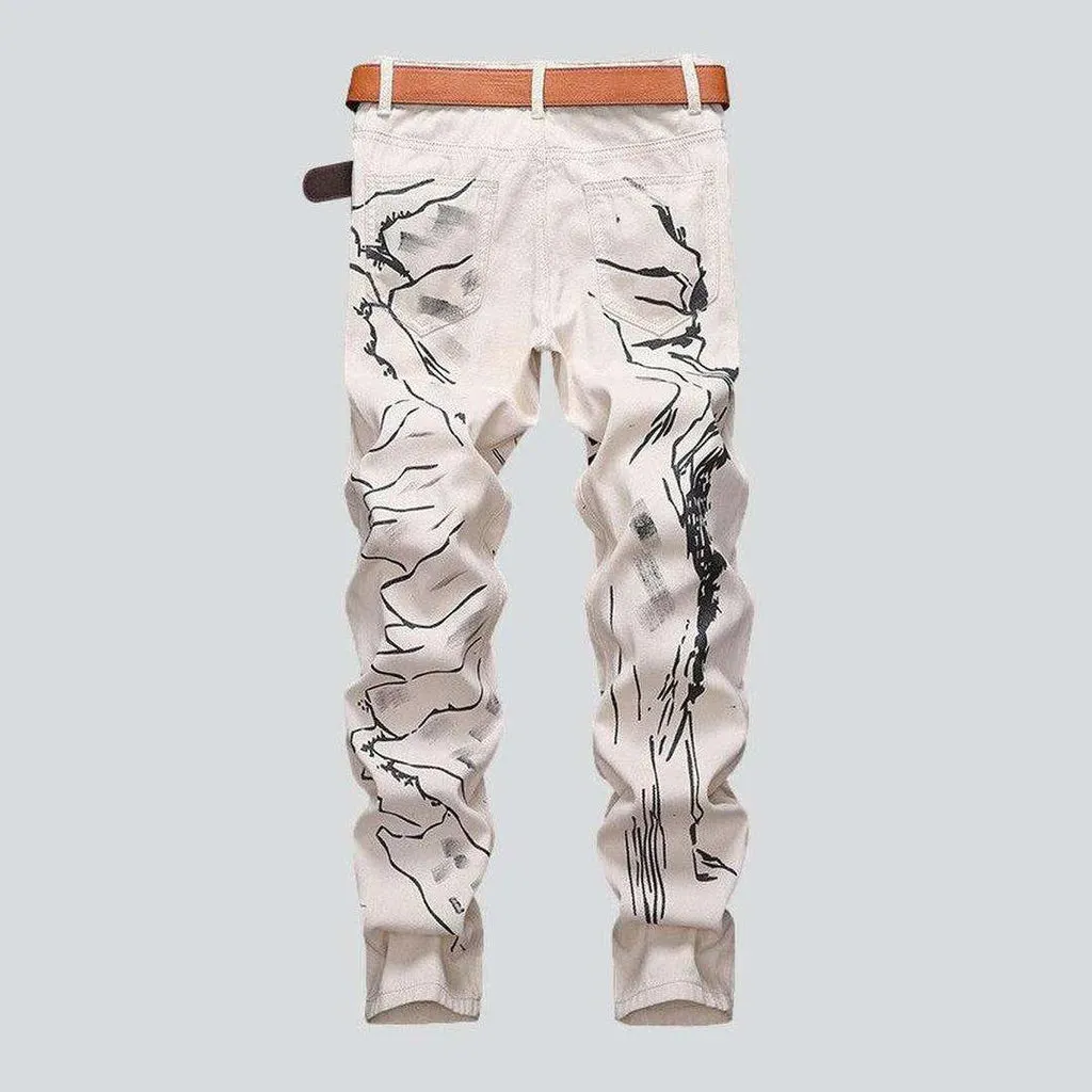 Black print sand men's jeans