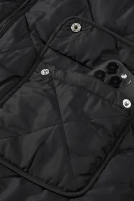 Black Quilted Vest with Sherpa Lining