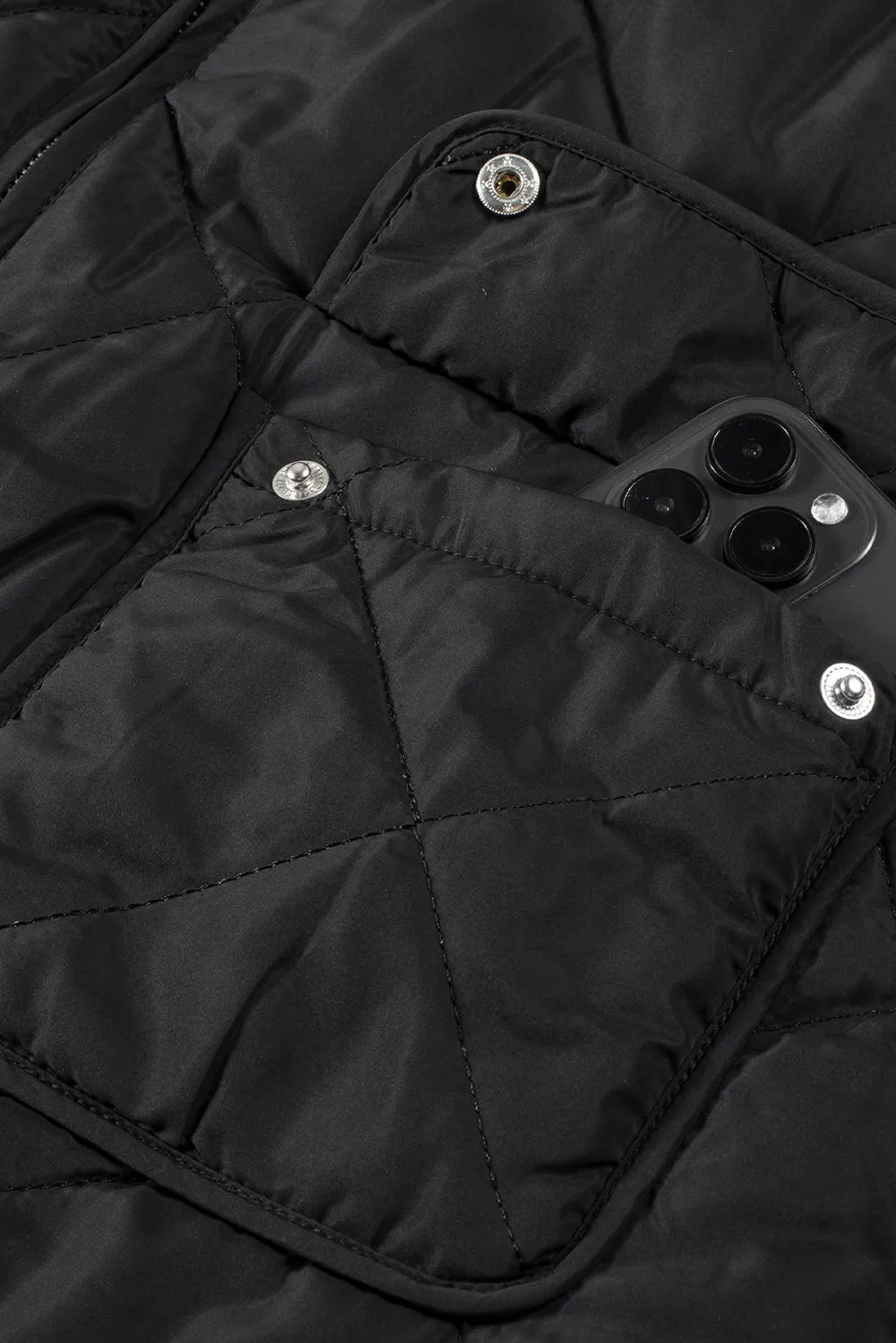 Black Quilted Vest with Sherpa Lining