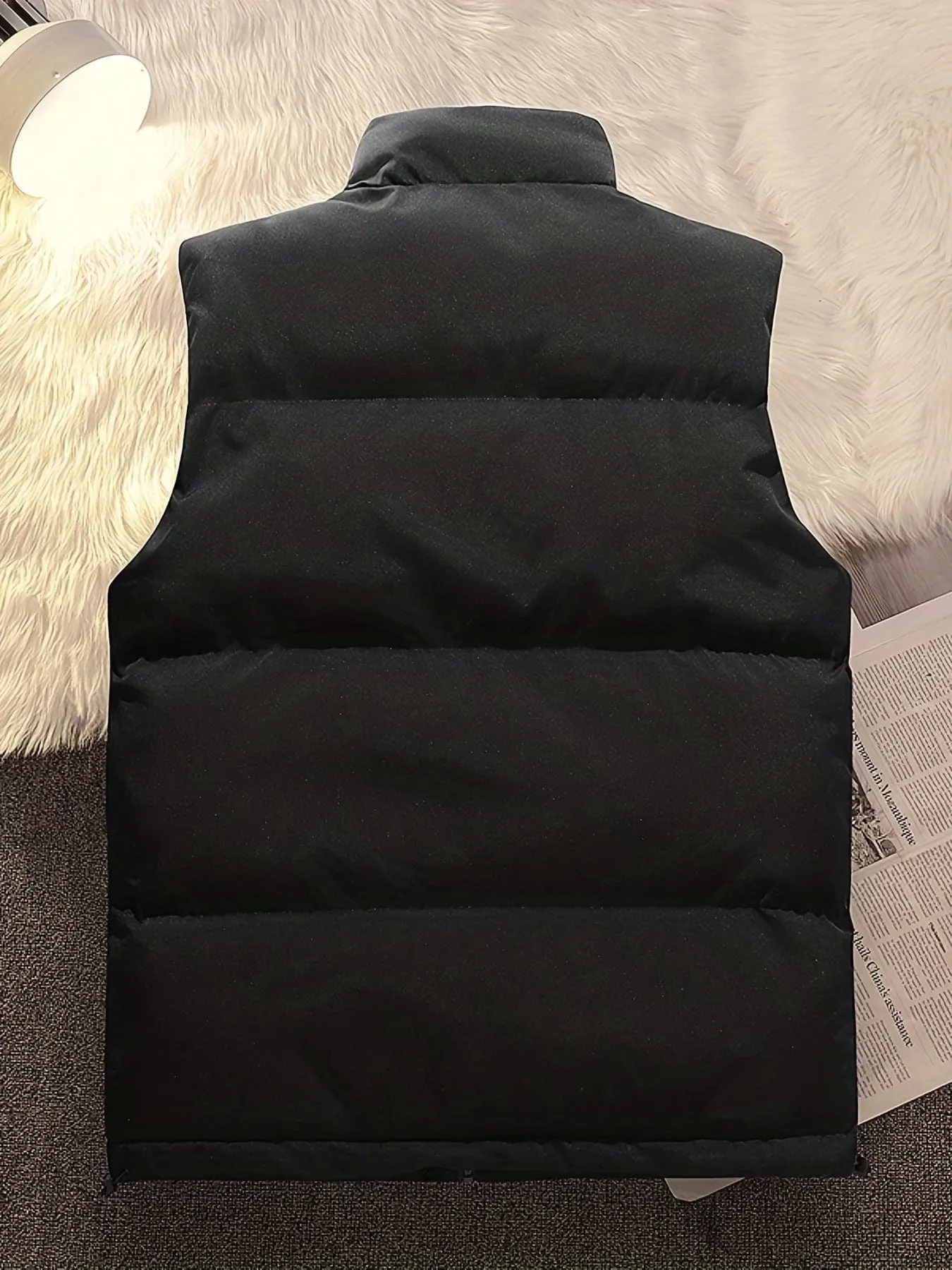 Black Quilted Vest with Sherpa Lining