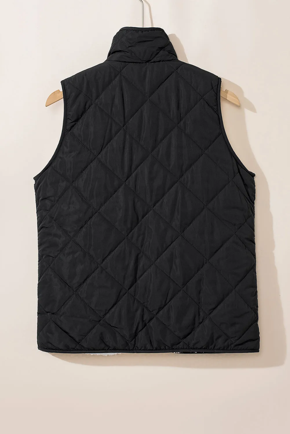 Black Quilted Vest with Sherpa Lining