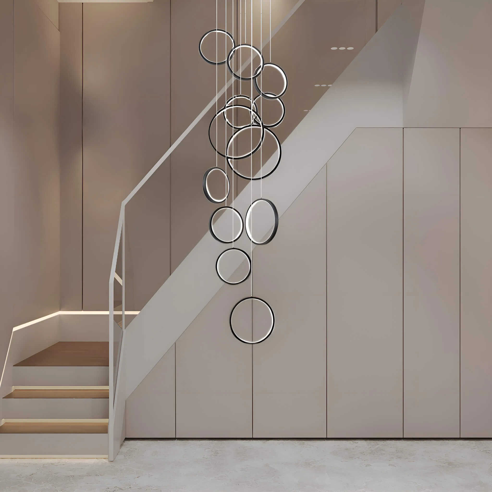 Black Rings LED Light for Modern Minimalist Foyer