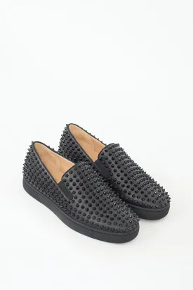 Black Roller Boat Studded Slip On Sneaker