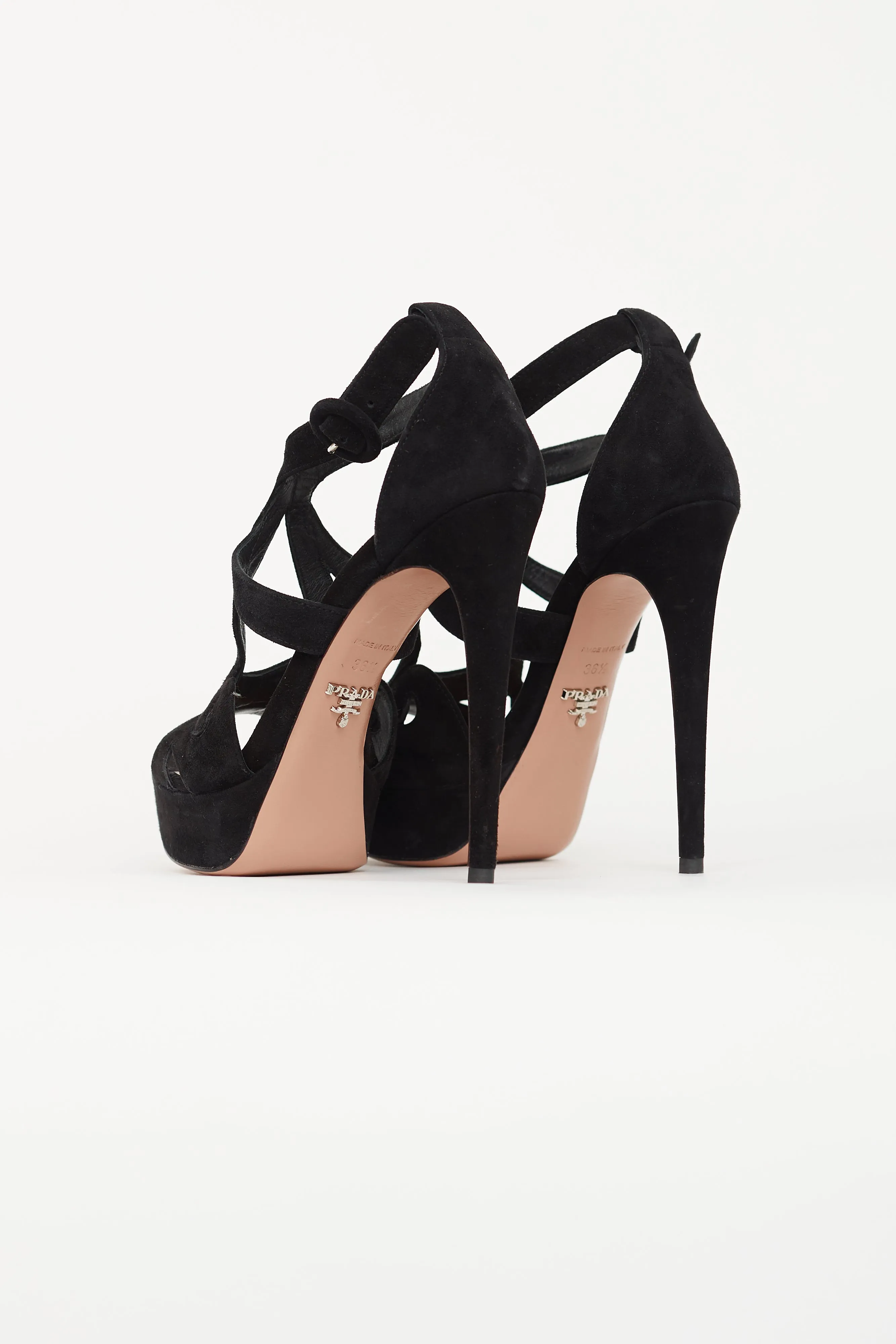 Black Suede Baroque Platform Heel