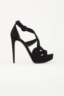 Black Suede Baroque Platform Heel