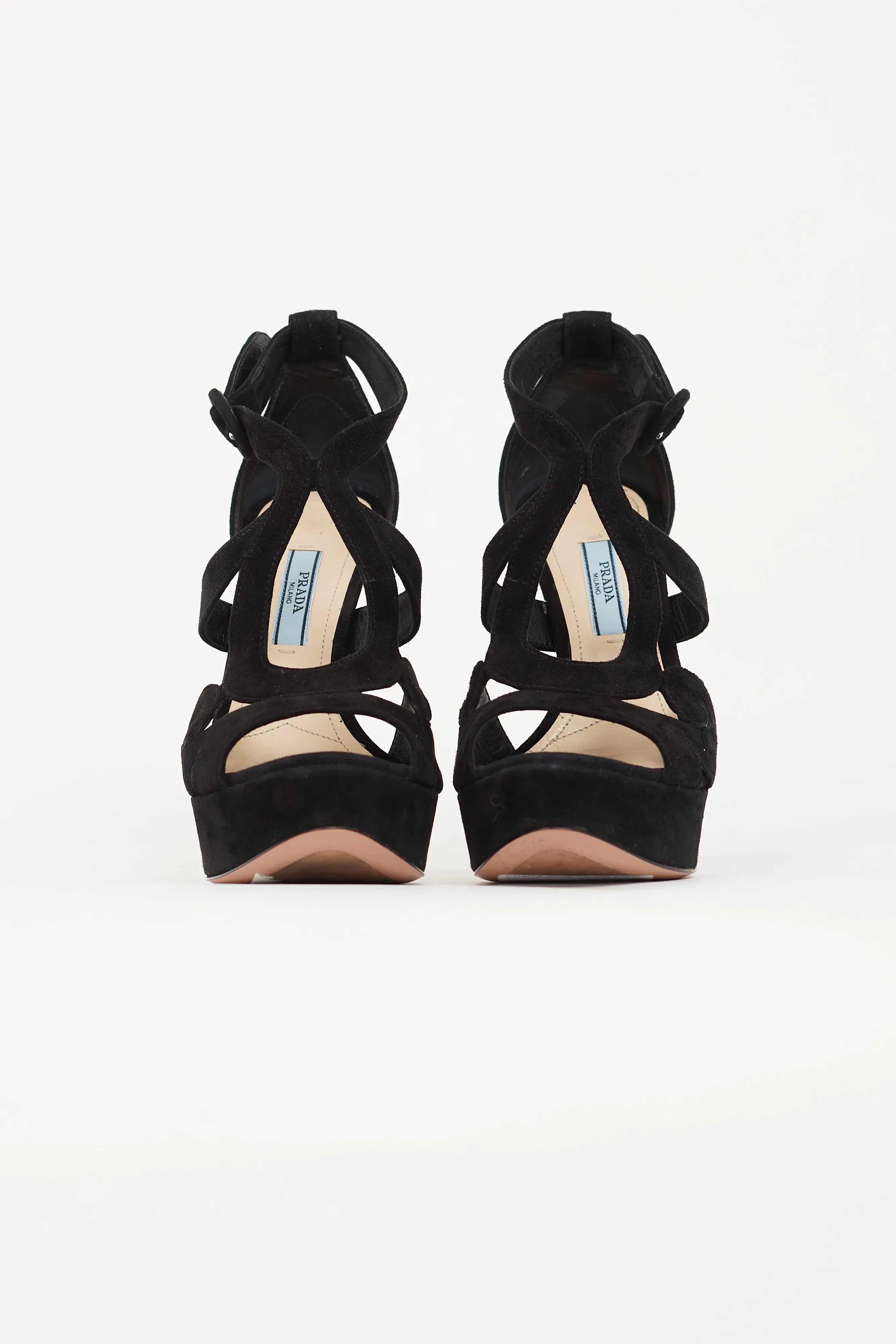 Black Suede Baroque Platform Heel