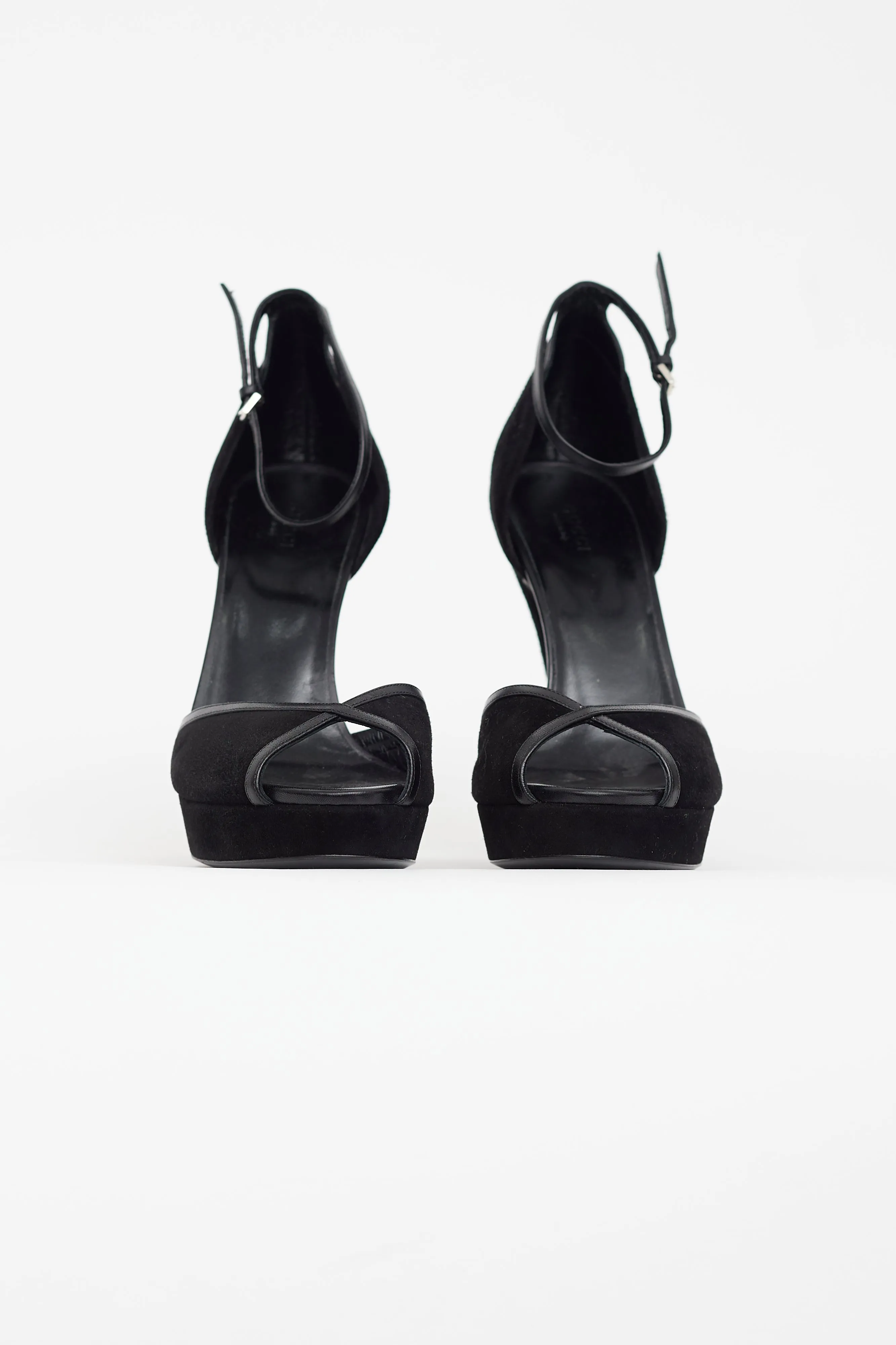 Black Suede Peep Toe Heel