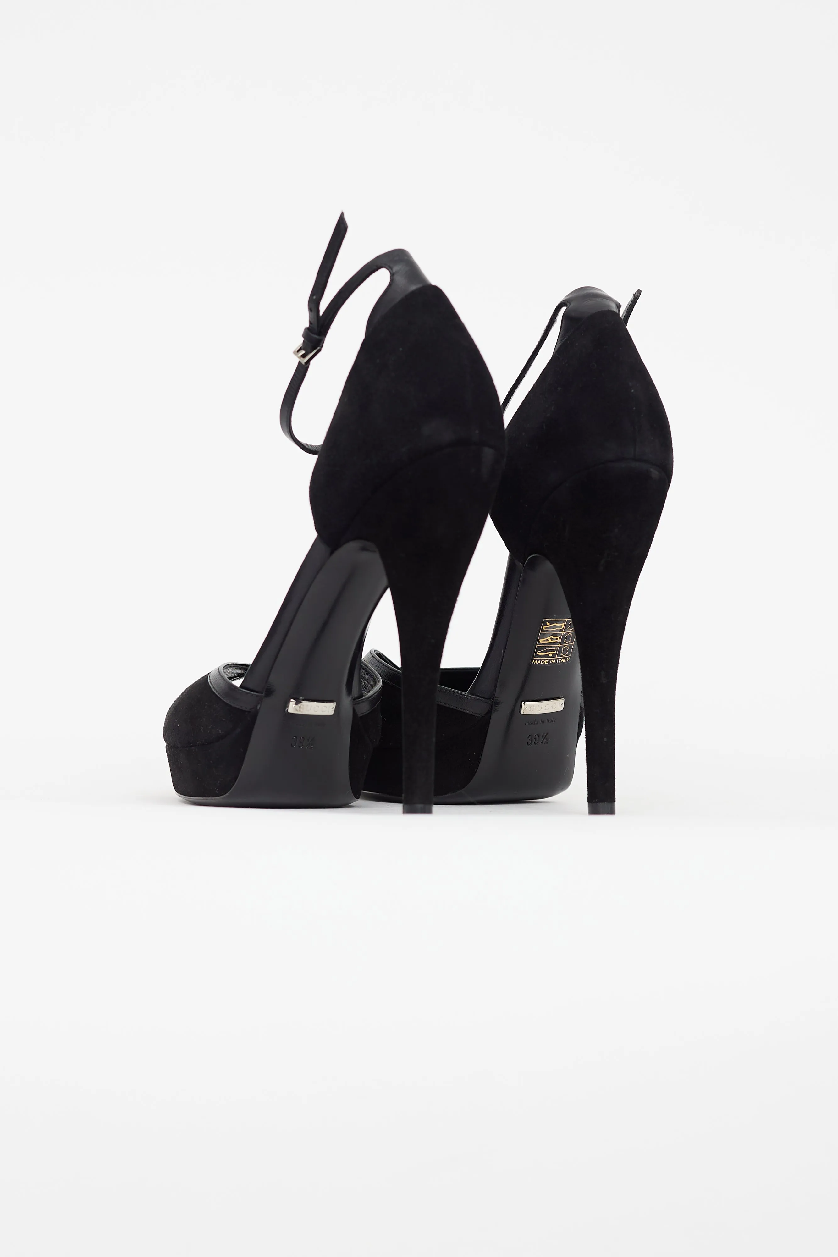 Black Suede Peep Toe Heel