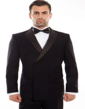 Black Tuxedo - Wedding Suit - Double Breasted Tuxedo - Black Prom Suit