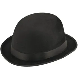 Black Velour Bowler Hat Adults Charlie Chaplin Victorian Fancy Dress Party Hat