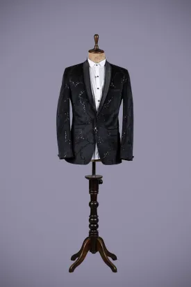 Black Velvet Suit with Peak Lapels