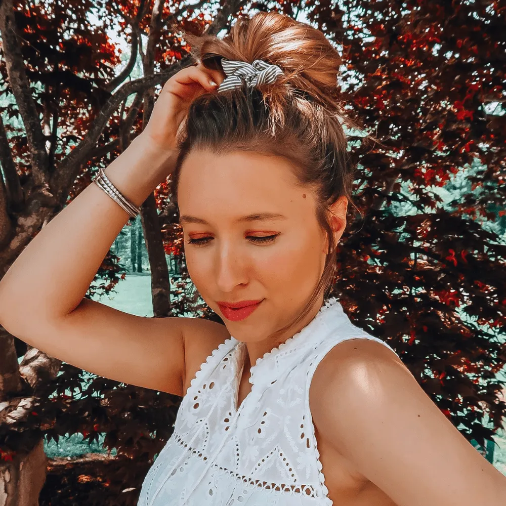 Black, White, Taupe Striped Scrunchie Set