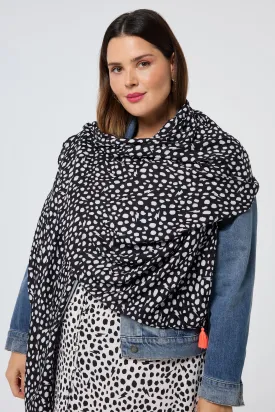 Black with White Cheetah Charity Super Scarf