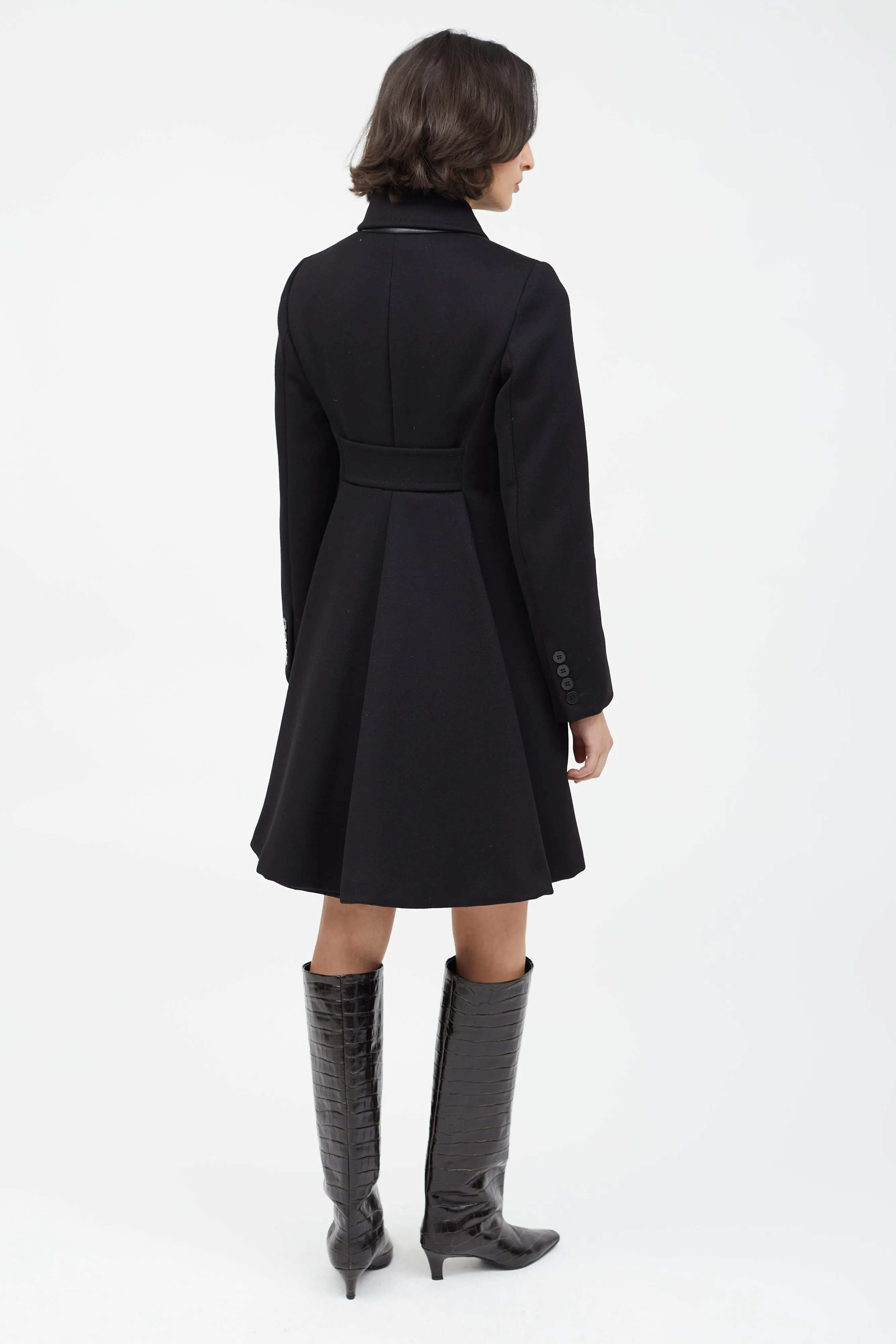 Black Wool & Cashmere A-Line Coat