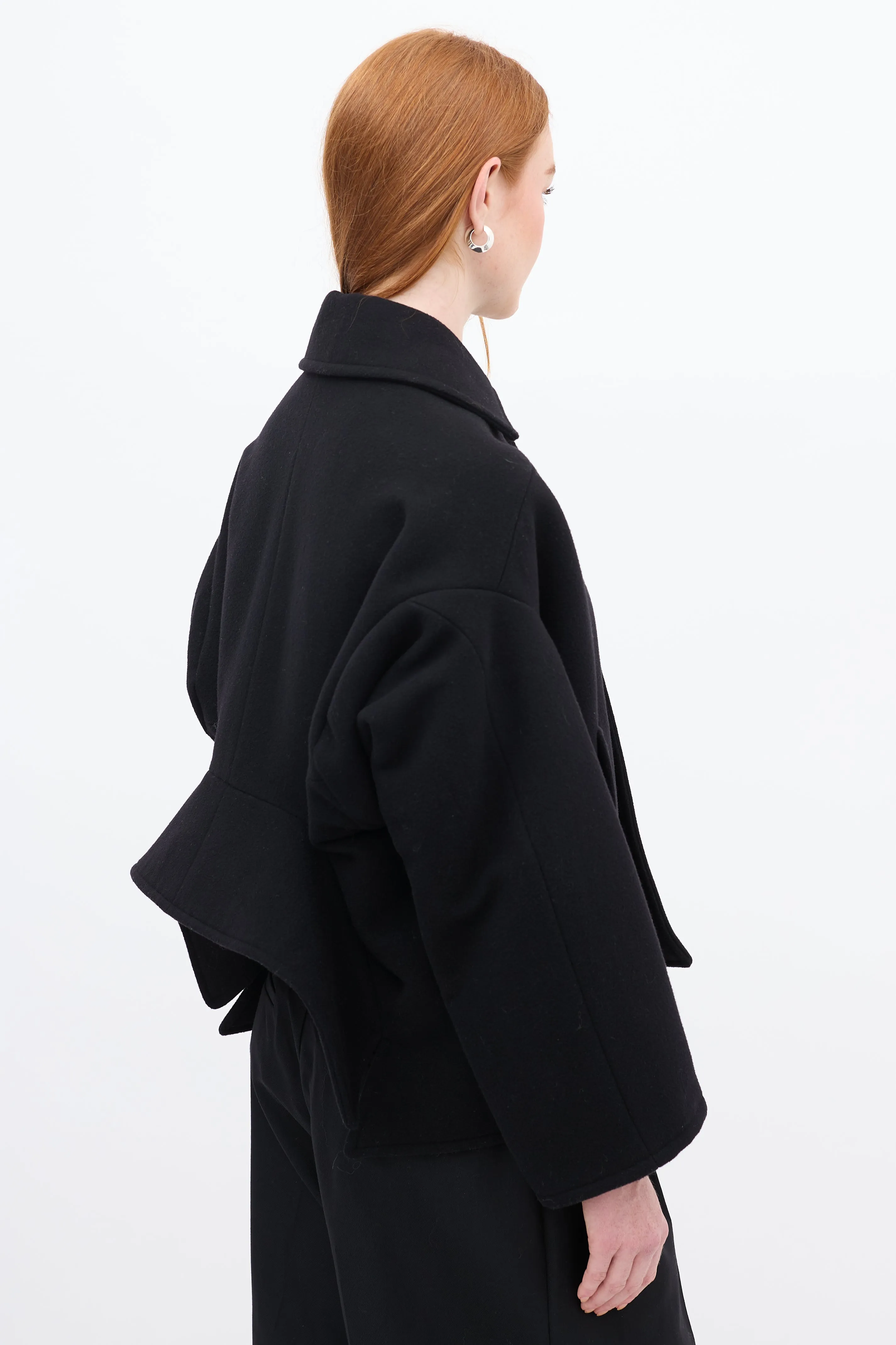 Black Wool & Cashmere Upside Down Pea Coat