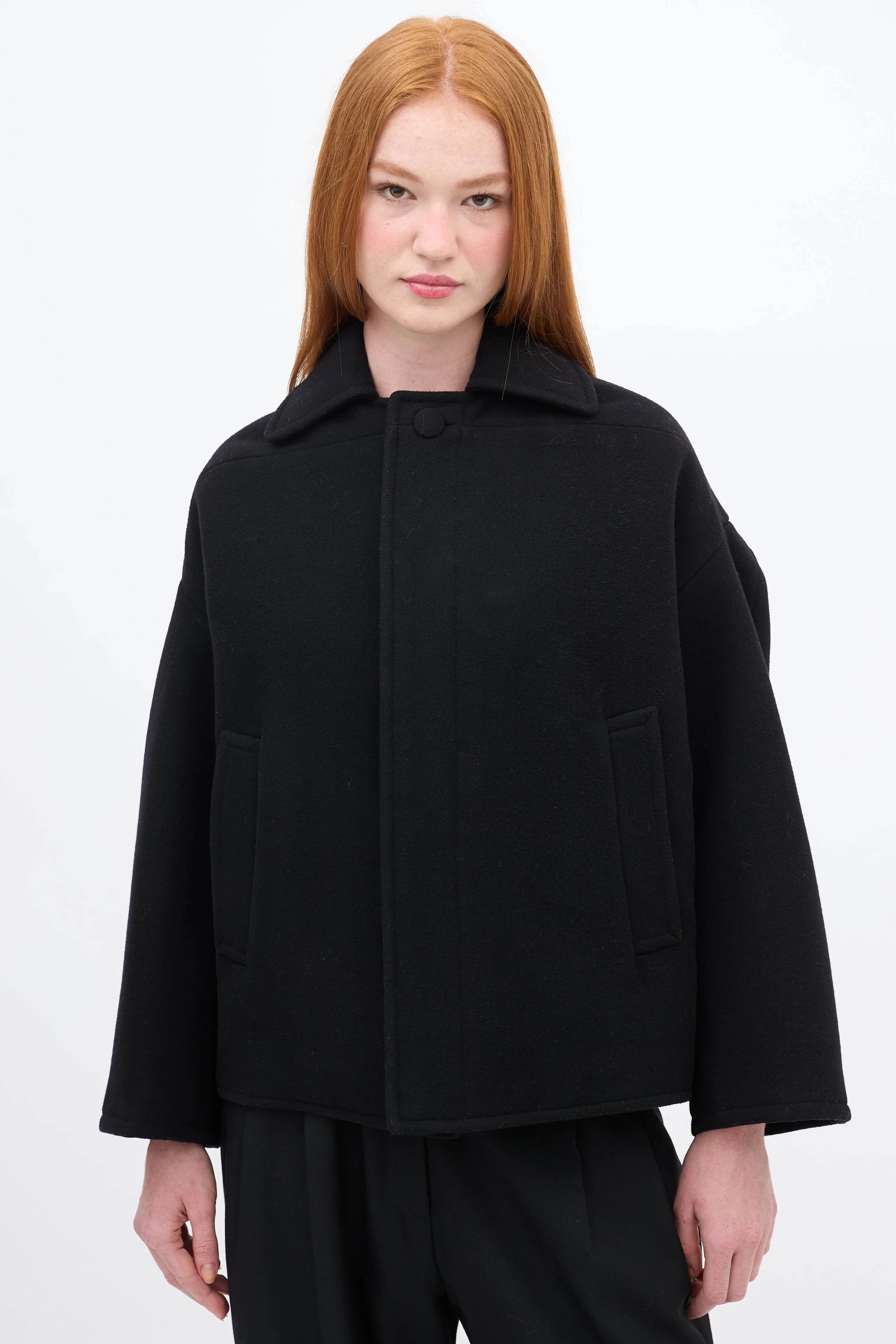 Black Wool & Cashmere Upside Down Pea Coat