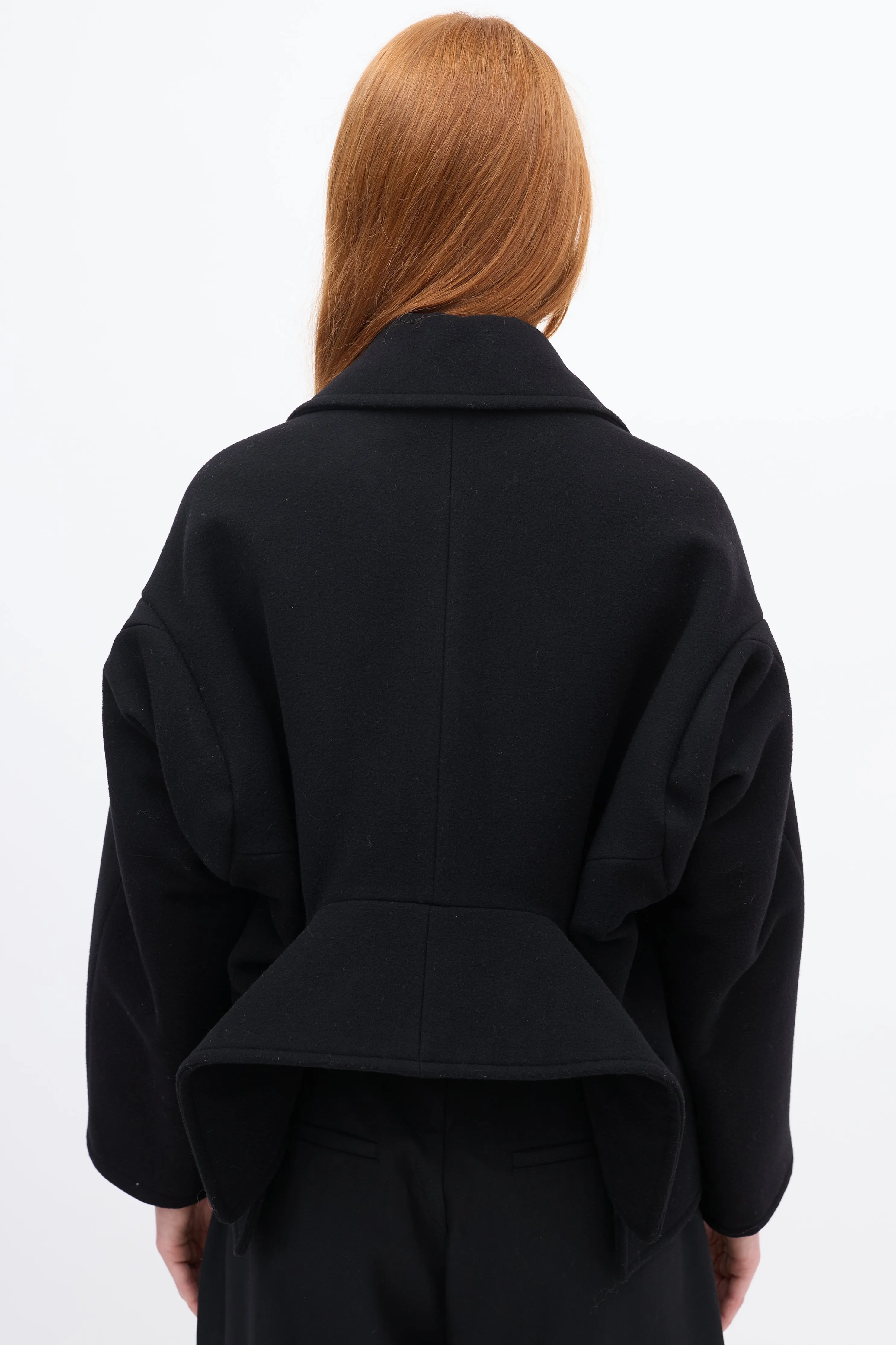 Black Wool & Cashmere Upside Down Pea Coat