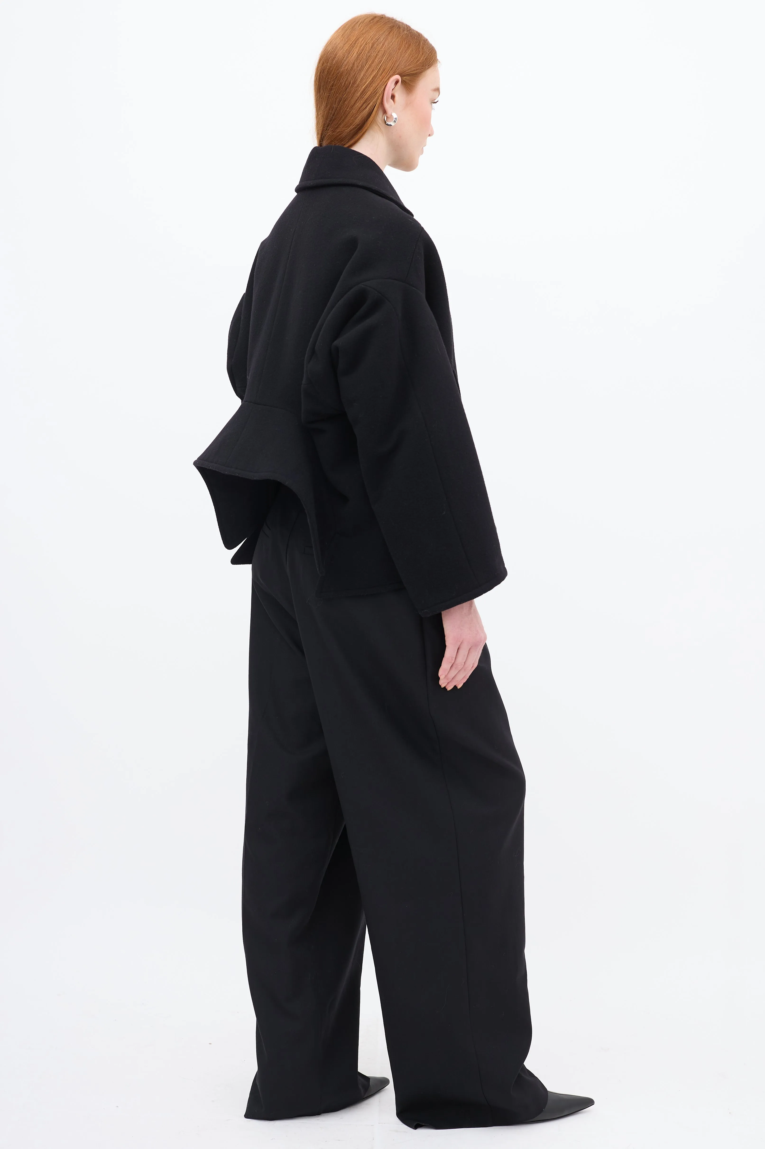 Black Wool & Cashmere Upside Down Pea Coat