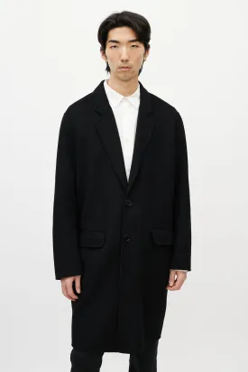 Black Wool Three Button Coat